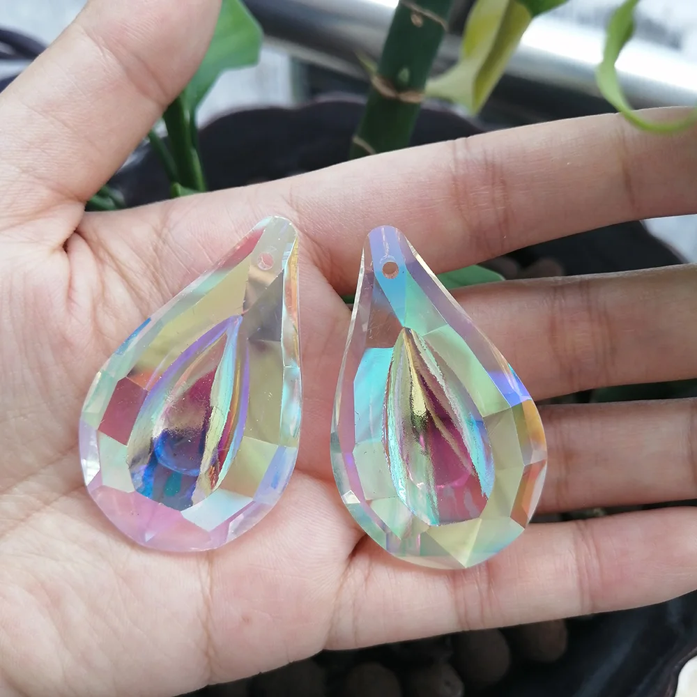 AB Colorful Drop Crystal Prisms Pendant Chandelier Suncatcher Rainbow Hanging Ornament Home Decor Lighting Lamp 2pcs