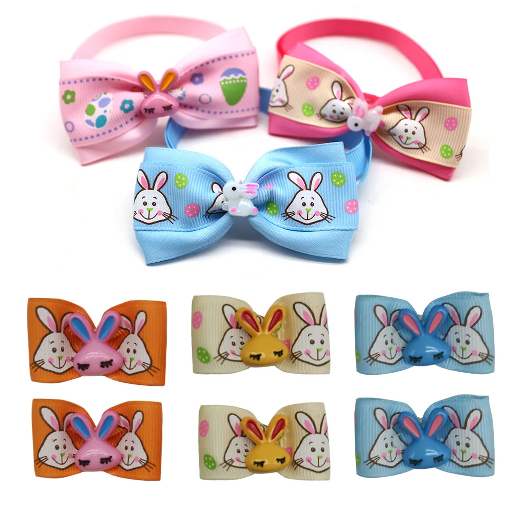 40pcs Easter Bowties bows combo Cute Rabbit font b Pet b font Dog Neckties Ribbon Bow