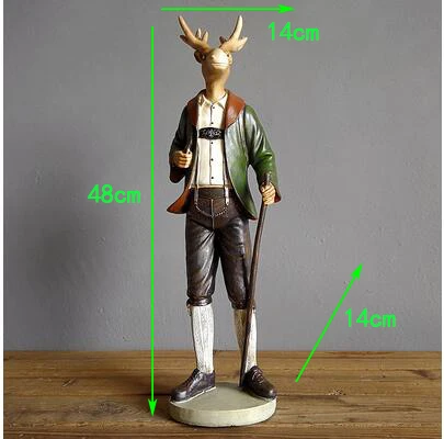 American Resin Gentleman Deer Fox Owl Ornaments Home Livingroom Furnishings Crafts Clothing Store Cafe Club Figurines Decoration - Цвет: style8