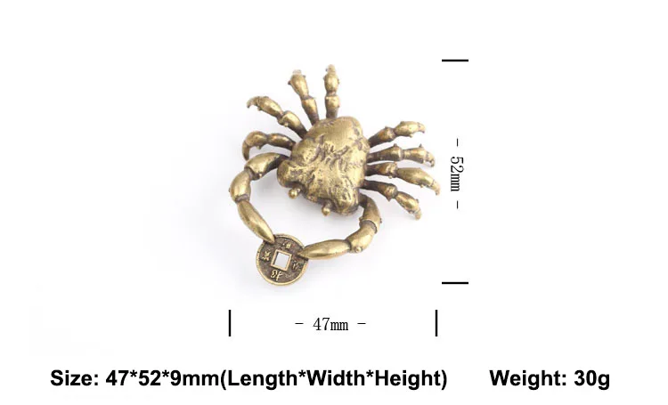 Латунный Краб китайская антикварная Статуэтка для монет фэн шуй Орна мужские ts, приносящий удачу, украшение для дома, мужские подвески для ключей