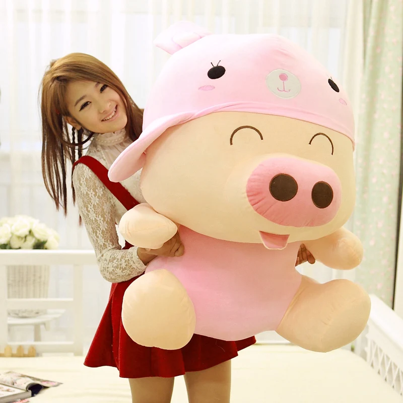 Бежевый 35-70 см Большой размер милая плюшевая свинка McDull игрушка поворот к спайдермену Тоторо Лягушка Мягкая кукла Дети друг подарок на день рождения - Цвет: Бежевый