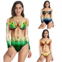 Сексуальный телесный сдельный купальник с УФ защитой от солнца с длинным рукавом, женский купальник с принтом, купальный костюм для серфинга, купальный костюм, Рашгард