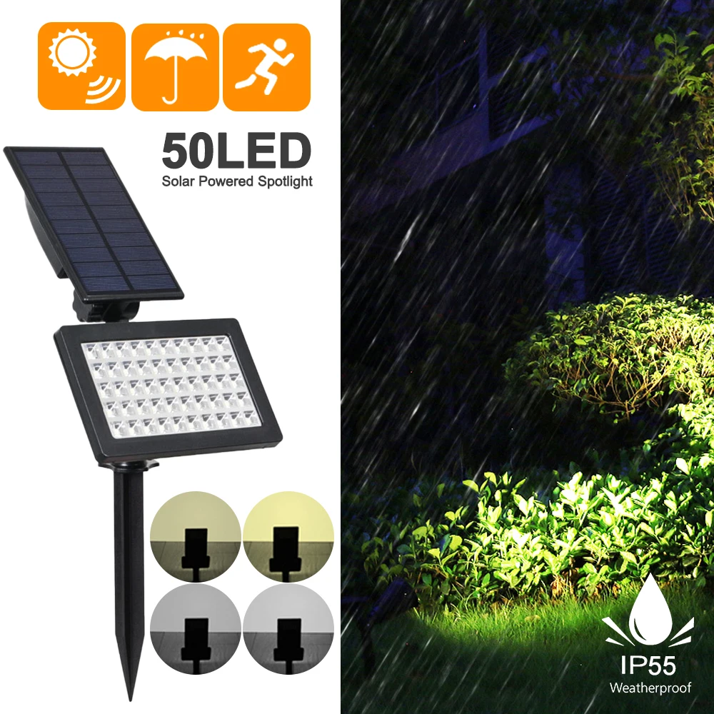 

50 LED Solar Power Light Spotlight Adjustable Garden Landscape Lamp Outdoor Waterproof LED Light Insert The Ground Wall Mounted