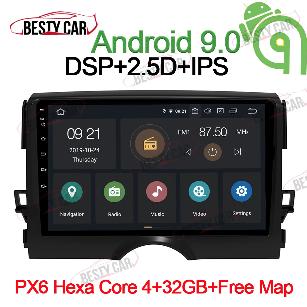 PX6-4-32GB-CarPlay " ips Android 9,0 Автомобильный мультимедийный плеер Радио стерео для TOYOTA eiz Mark X 2010 2011 2012 2013 gps навигация - Цвет: PX6-4-32GB-CarPlay