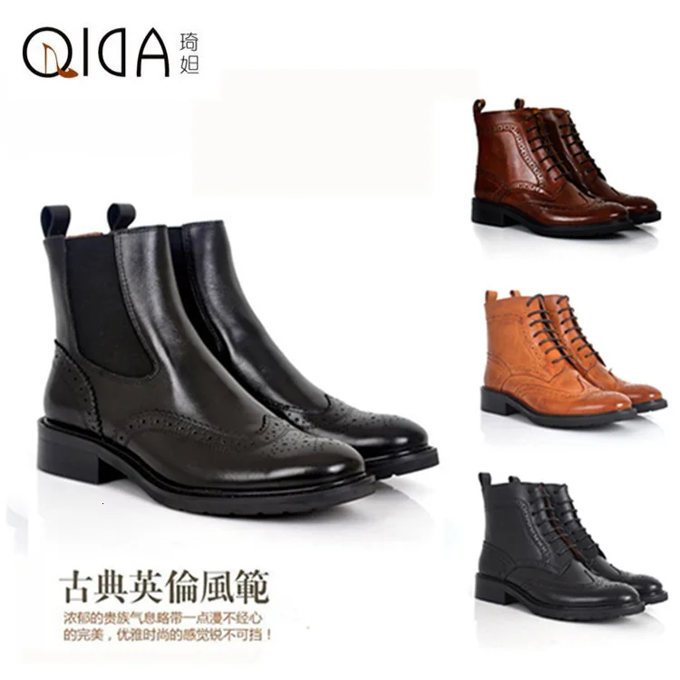

Autumn Woman Short Boots Genuine Leather With Head Sleeve Boots