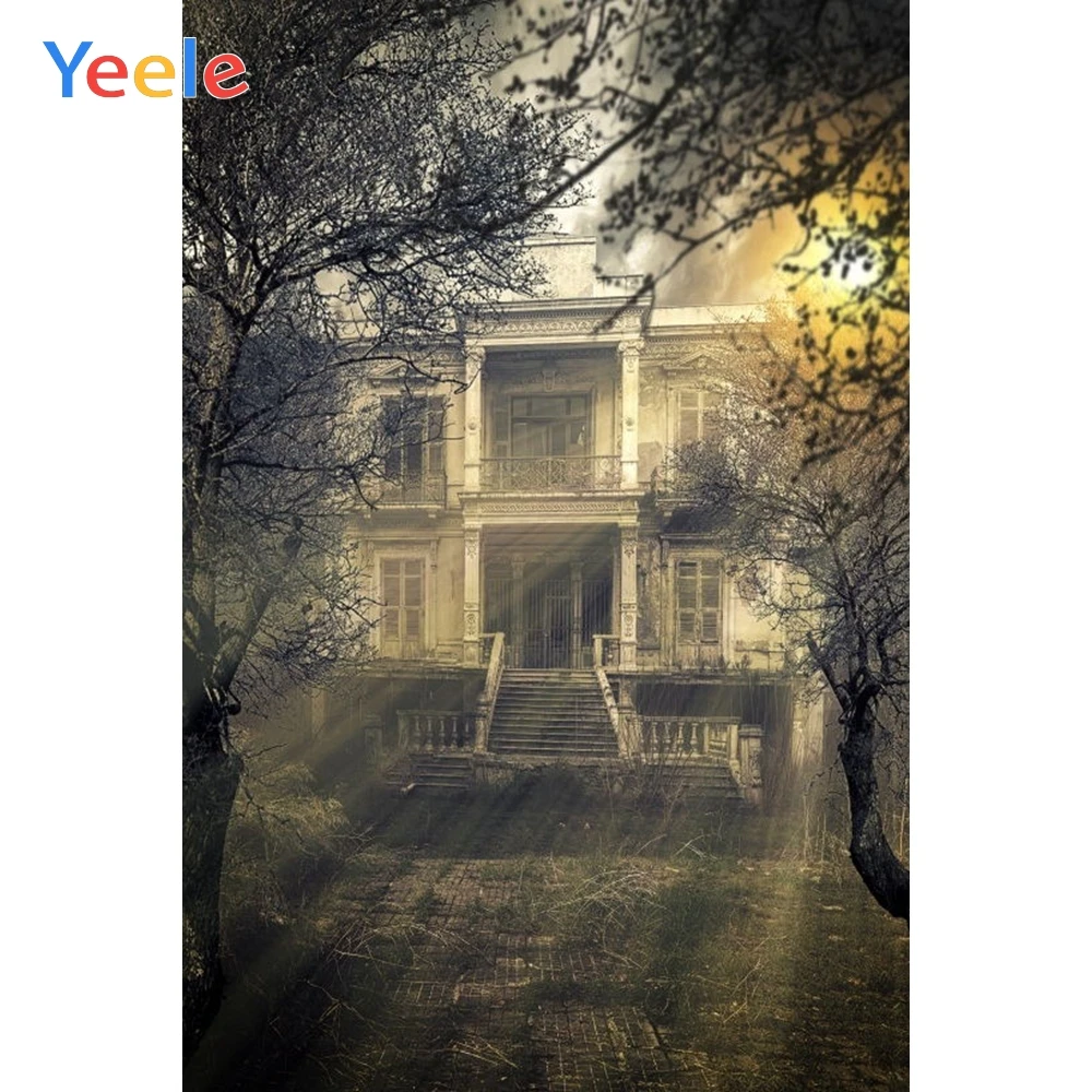 

Yeele Halloween Backdrop Old House Ghost Tombstone Moon Candy Tomb Baby Custom Vinyl Photography Background For Photo Studio