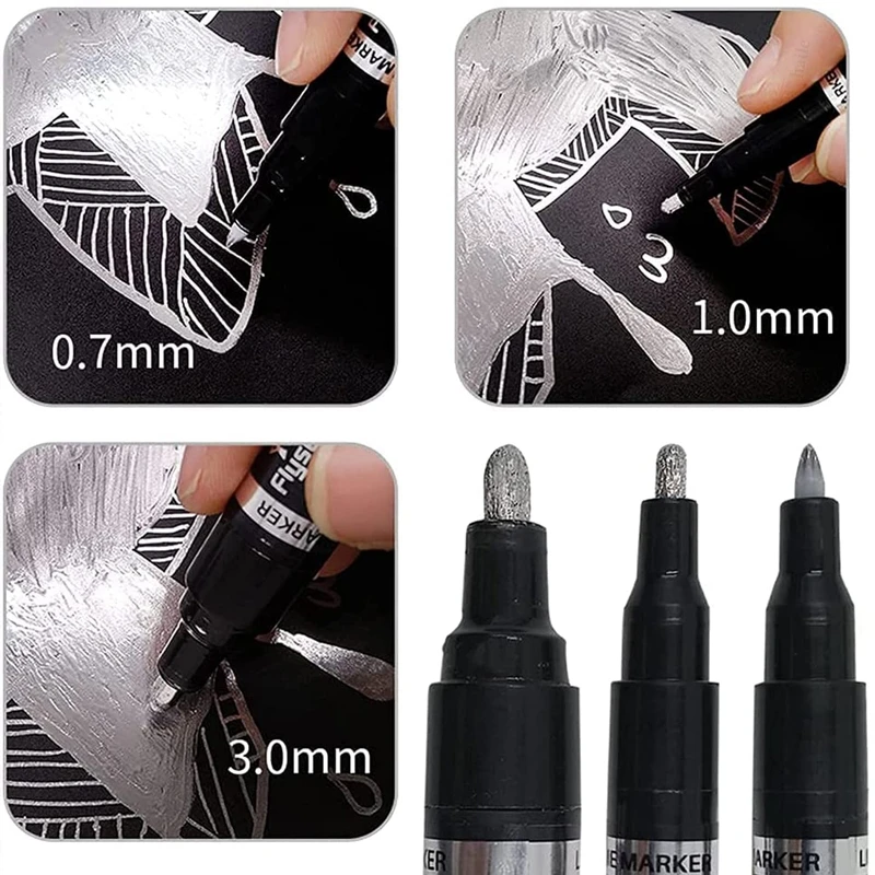 Haile Liquid Mirror Marker Silver Markers Pen DIY Reflective Paint Pens Mirror Markers Chrome Finish Metallic Art Craftwork Pen