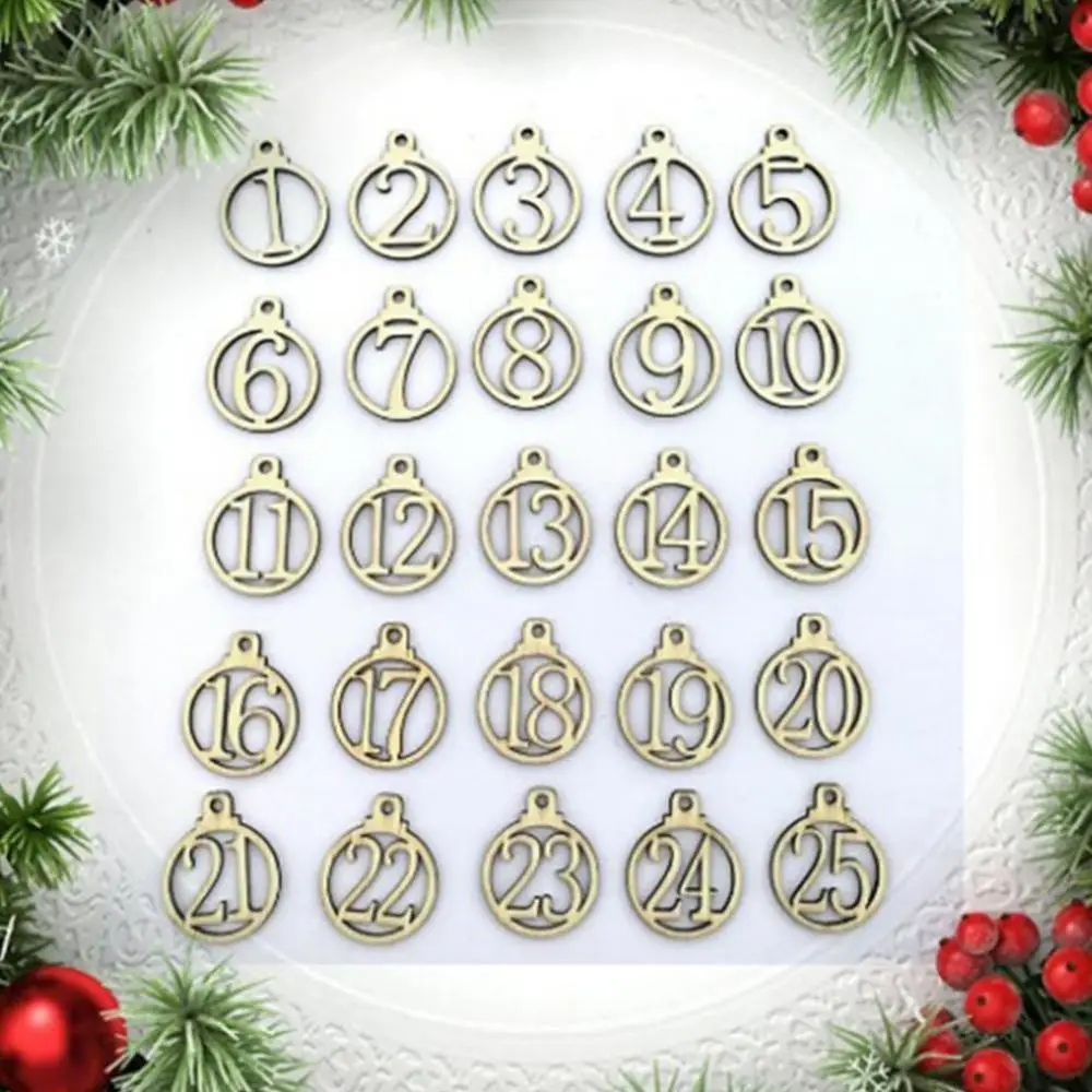 

KITPIPI 42pcs Christmas Calendar 1-25 Wooden Christmas Advent Calendar Gift Tags Number Party Christmas Advent Calendar