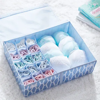 

Foldable Washable Underwear Storage Box Household Drawer Bra Socks Organizer with Cover