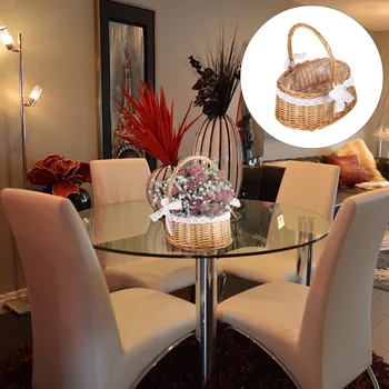 

1pc Home Portable Basket Handmade Woven Basket Lace Storage Flower Basket