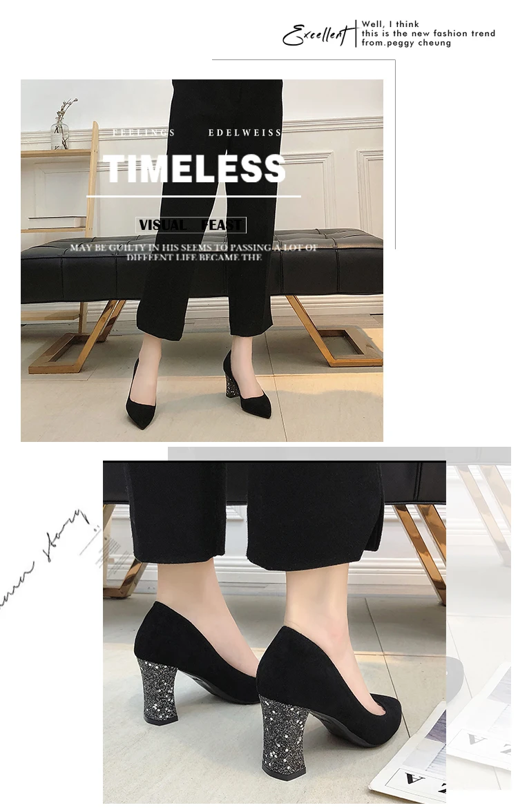 Single shoes women new summer Korean version of the wild pointed pointed shallow-heeled high-heeled women's shoes