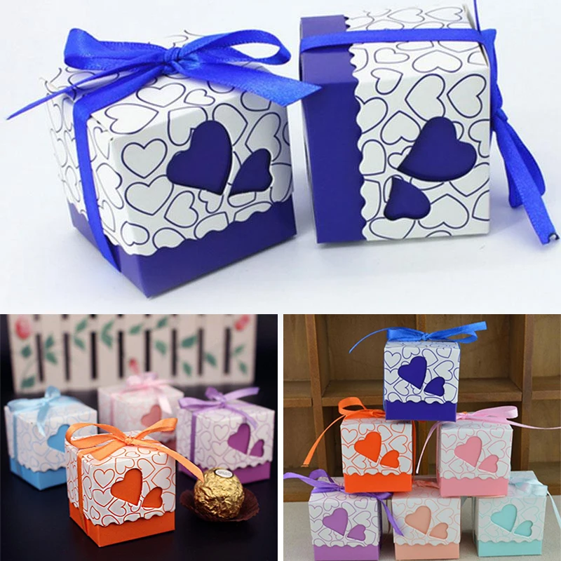 

Love Candy Box Gift Box Party Decorations Wedding Supplies Ribbon Red Heart Shaped Sugar Bag Favour Popular
