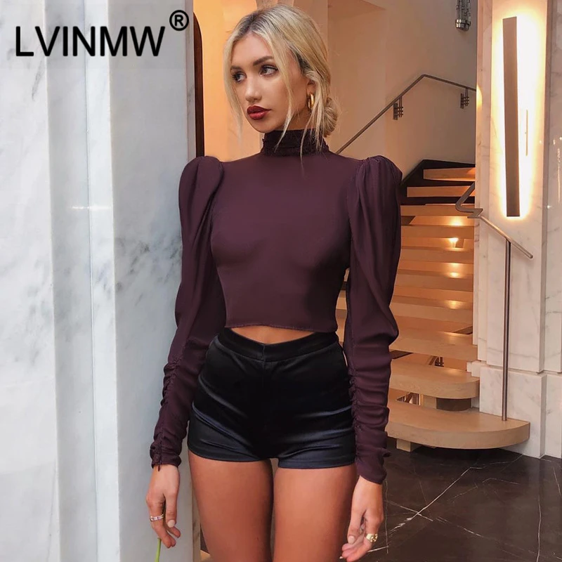 LVINMW Модный облегающий Топ с длинным рукавом и воротником-стойкой весна 2020