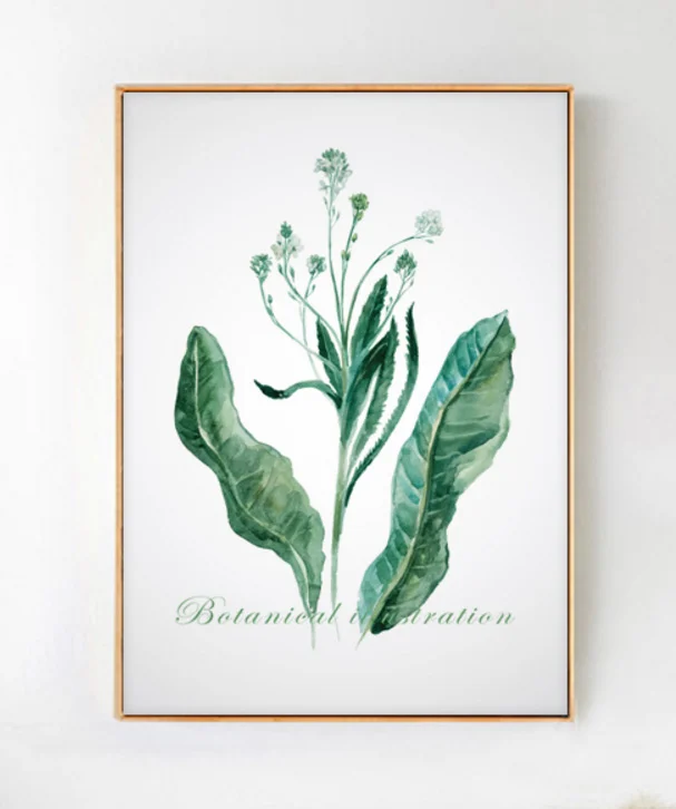 

Green Full of life Leaves Show The Shape of Flowers Simple And Clean Small Nordic Style Decorative Wall Art Canvas Paintings