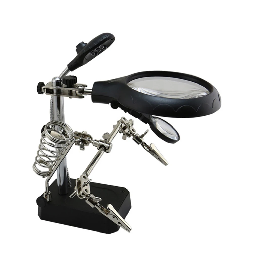 

Magnifying Glass With Auxiliary Clip 2.5-7.5 Times Magnification With LED Lamp BST-16129C Suitable For IC Welding Maintenance