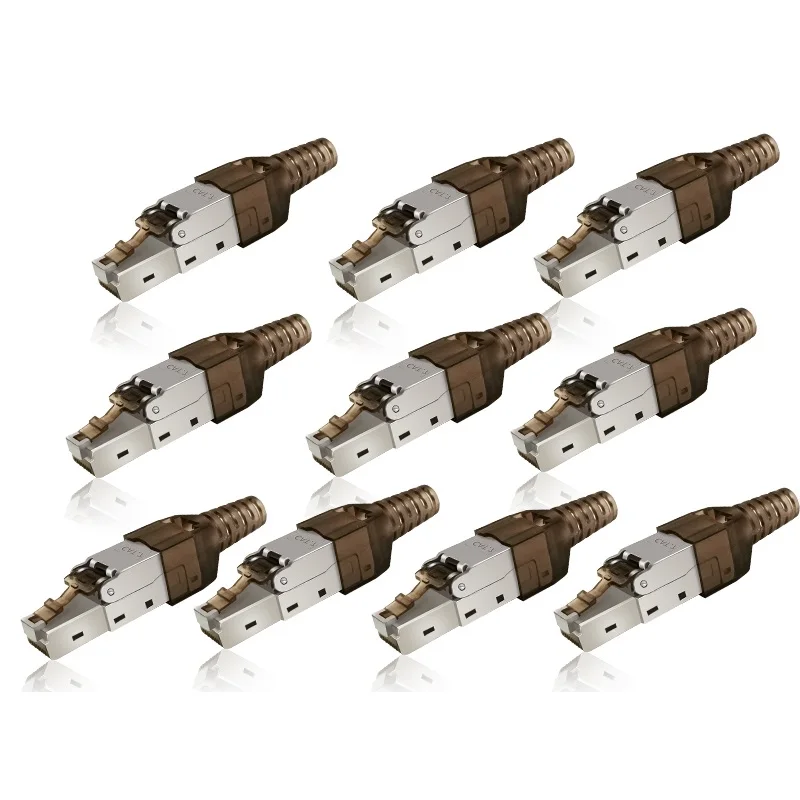 Ethernet Network Plug 10pcs Tool-Free Shielded RJ45 Cat 7/Cat6A