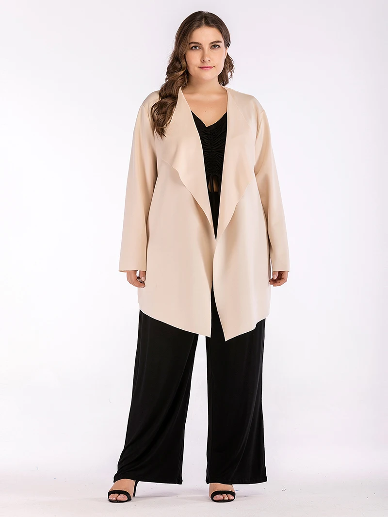 

Women's Fashion Loose Casual long sleeve Solid color Lace Up Autumn cardigan Coat Windbreaker