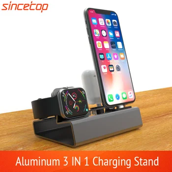 Aluminum 3in 1 Charging Dock For iPhone 11 PRO XR XS Max 8 7 6 Apple Watch Airpods Charger Holder For iWatch Stand Dock Station phone dock desk charging dock station for apple watch stand aluminum mobile charger stand phone holder charge for iphone support