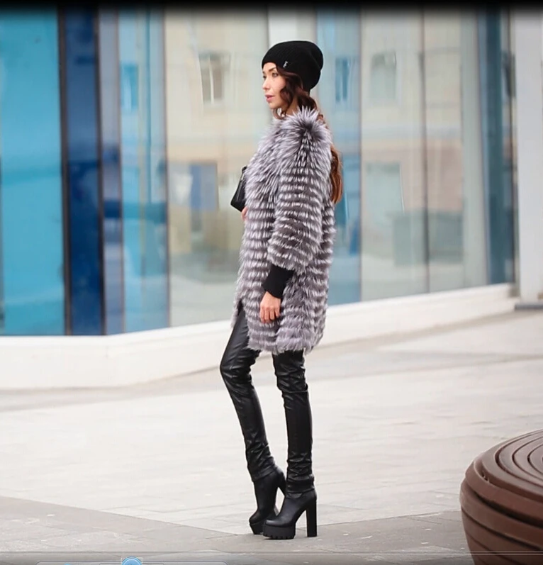 Best BFFUR Real Fur Coat Luxury Women Winter Fashion Style Natural Fur Vest Coat Female Silver Fox Fur Coat Russian Fur Coats Slim 31