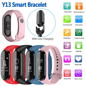 

For Y13 Smart Bracelet Fitness Tracker Step Counter Heart Rate Blood Pressure Information Push Smart Reminder Waterproof