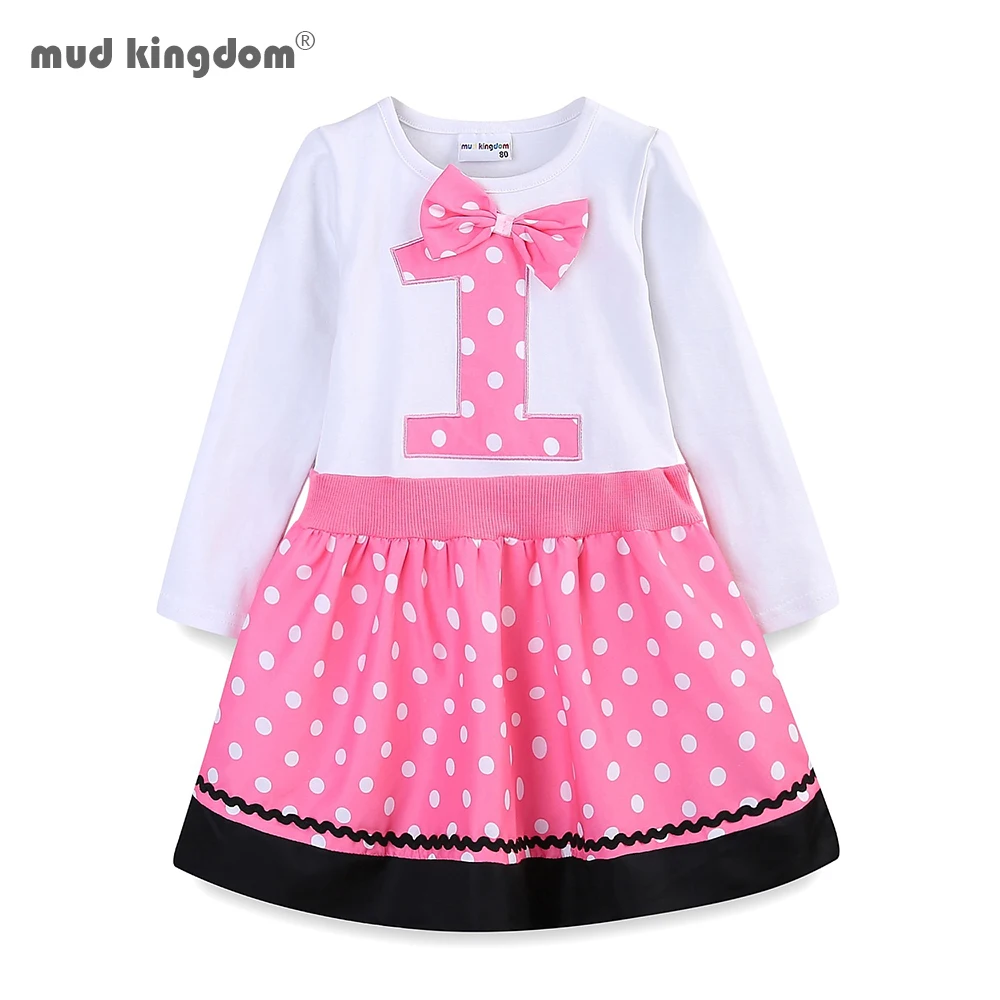Mudkingdom Baby Girls Birthday Dresses Polka Dot Long Sleeve Autumn 1-6T | Детская одежда и обувь