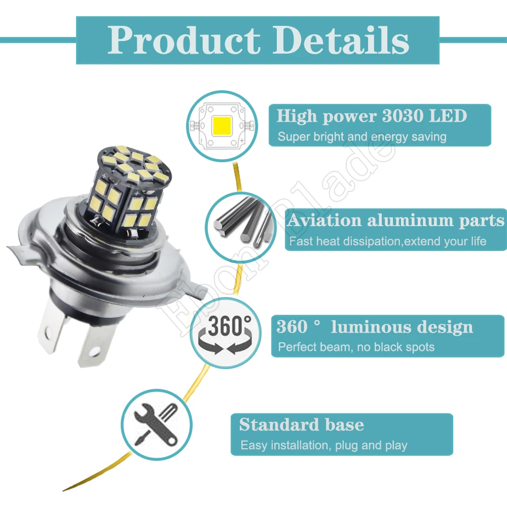 6V H4 HB2 9003 LED  30SMD   Ʈ Ʈ ȭƮ 6000K  ο      Ʈ  , ǽ