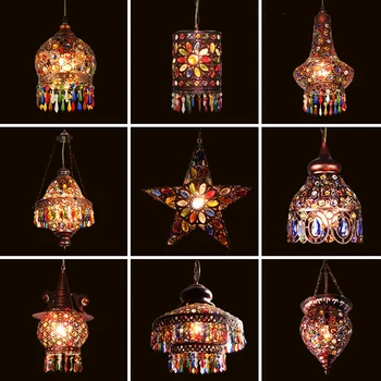 

New Mediterranean Style Decoration Handmade Turkish Pendant Light Glass Shades Mosaic Pendant Lamp For Bar Coffee Shop
