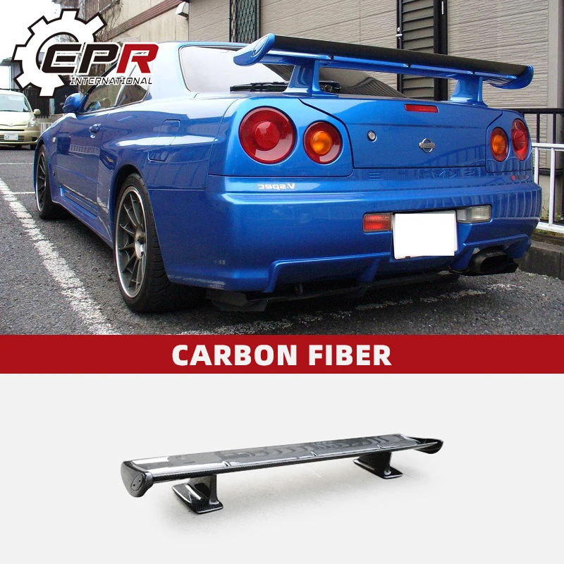 For Nissan Skyline R34 Gtr Oe Style Carbon Fiber Rear Spoiler Set Body Kit Tuning Part For Gt R Wing Blade Caps Stand Spoilers Wings Aliexpress