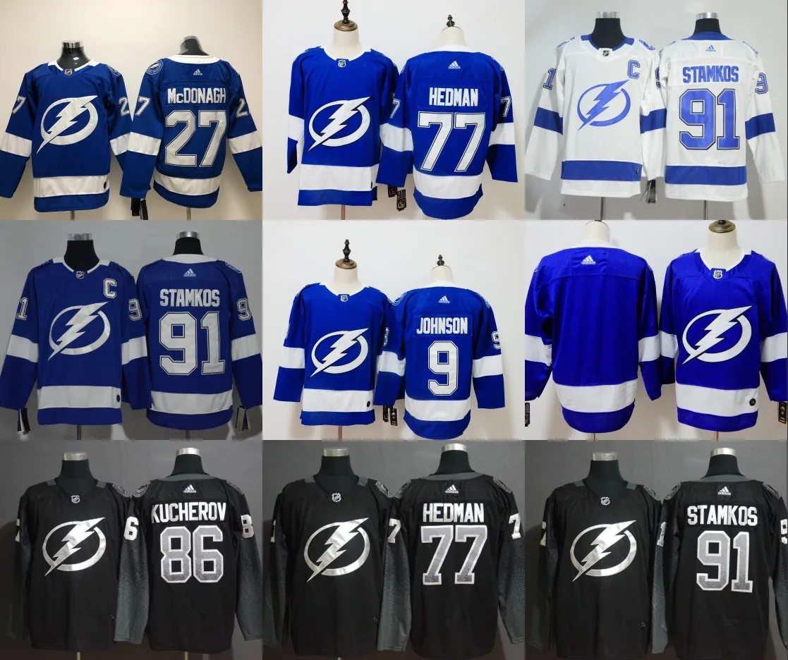 Все сшитые мужские трикотажные изделия Tampa Bay Nikita Kucherov Steven Stamkos Victor Hedman Brayden Point