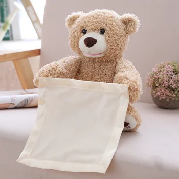 

30cm Cute Teddy Bear Toy Hide Play Seek Animated Stuffed Animal Talking Music Shy Bear Birthday Christmas Gift For Children Kid