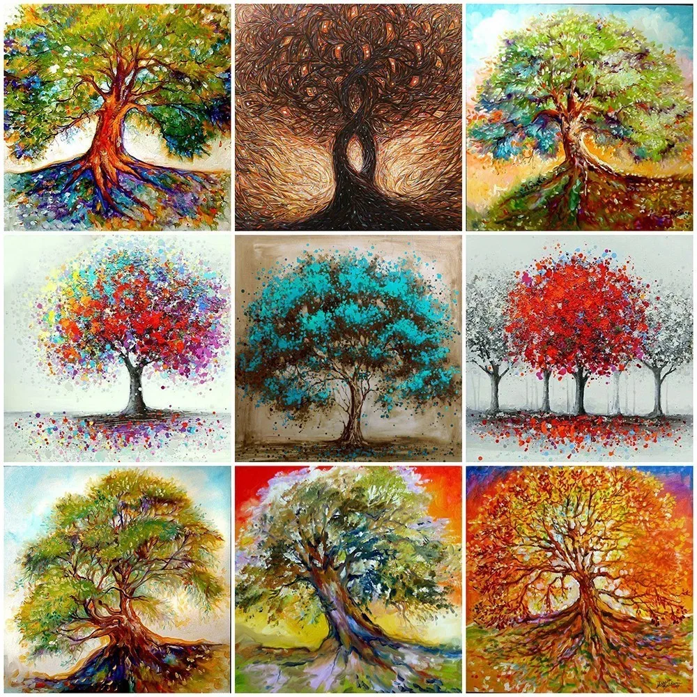 

tapb Sale Seasons Tree DIY Paint By Numbers On Canvas DIY Handicraft Adult Coloring By Number Acrylic Paint Home Art Decor