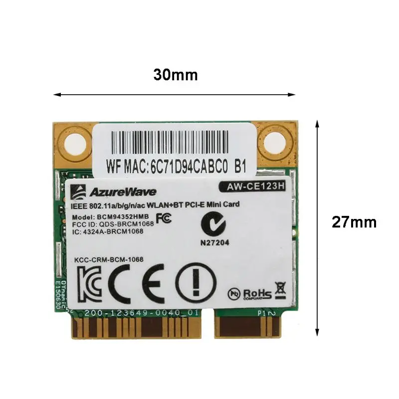 BCM94352HMB AW-CE123H 802.11ac 867 Мбит/с 2,4/5G Bluetooth 4,0 Wi-Fi Беспроводной карты