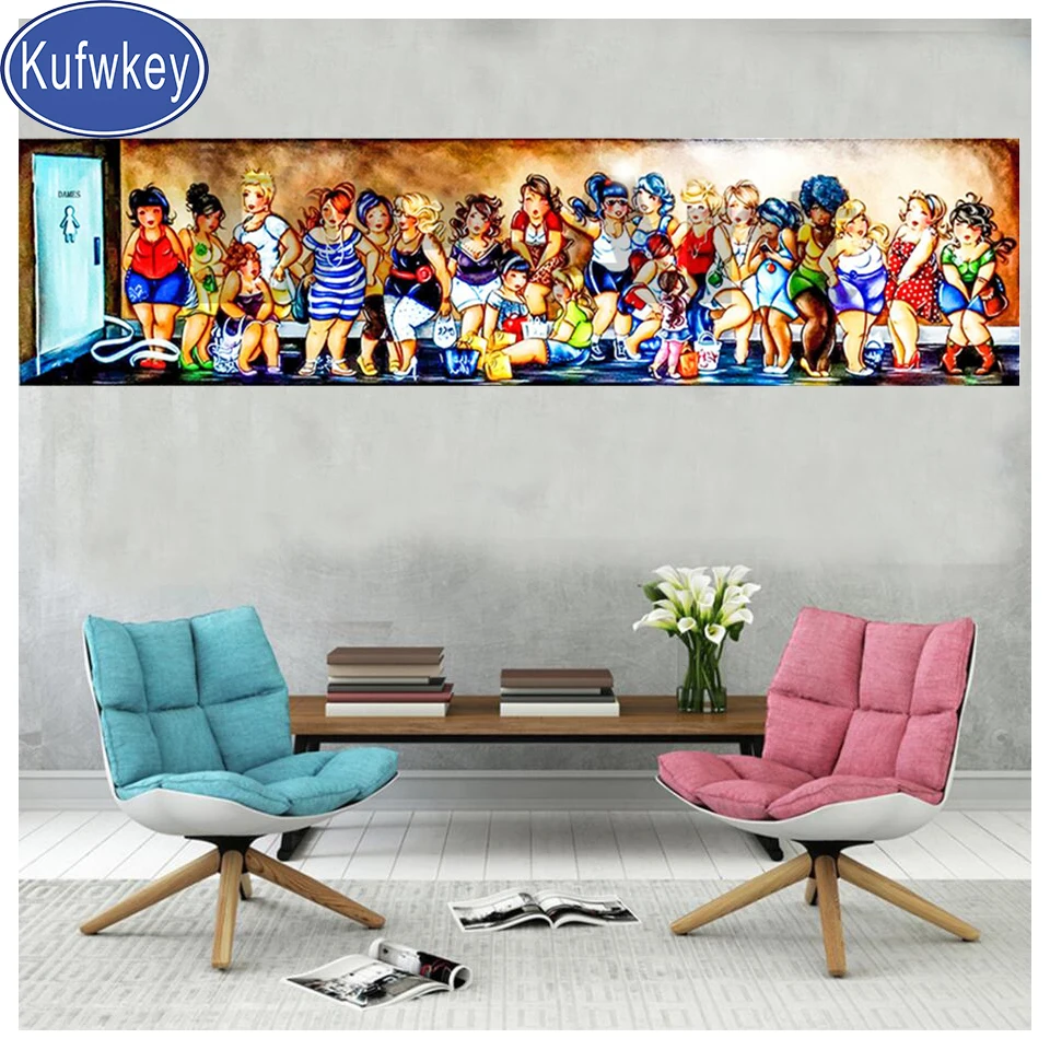 fat ladies diy Daimond Painting 5D Full Square/ Round cartoon Women Picture Diamond Crystal Cross Stitch Mosaic Wall Art