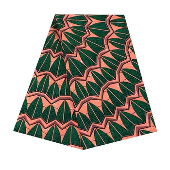 

Orange Green Ankara Real Wax Fabric For Wedding Dress 6Yards Print Batik Cloth Fabric African Nigerian Real Wax Fabric