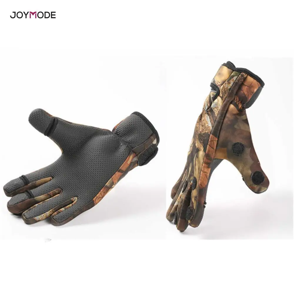 JOYMODE 3 пальца вырезать Спорт на открытом воздухе Перчатки походные зимние теплые перчатки для рыбалки хлопок Водонепроницаемый анти-скольжения прочные перчатки для рыбалки
