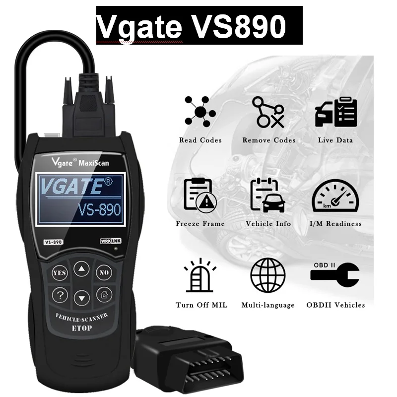 Сканирующее устройство Vgate Maxiscan VS890 OBD2 сканер кода автомобиля считыватель кодов диагностический инструмент поддержка OBDII CAN протоколы