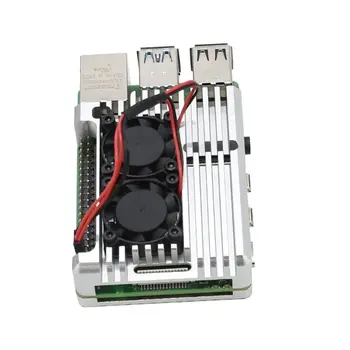 

Aluminum Enclosure Case Silver Metal Shell with Cooling Fan for Raspberry Pi 4B