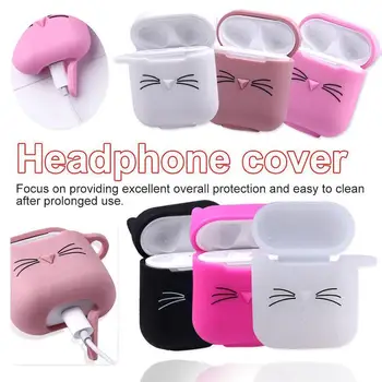 

Cute Case Lovely Cat Cartoon Protective Cover Bluetooth Cover Earphone Original For Air Pods Wireless Case U3I9