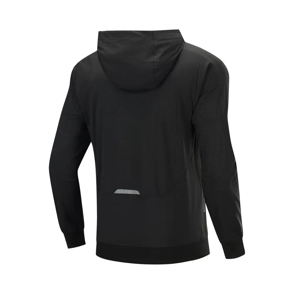 Li-Ning мужской беговой серии трикотажный свитер Slim Fit полиэстер спандекс карманы Подкладка с капюшоном Спортивные куртки топы AWYP007 CJAS19