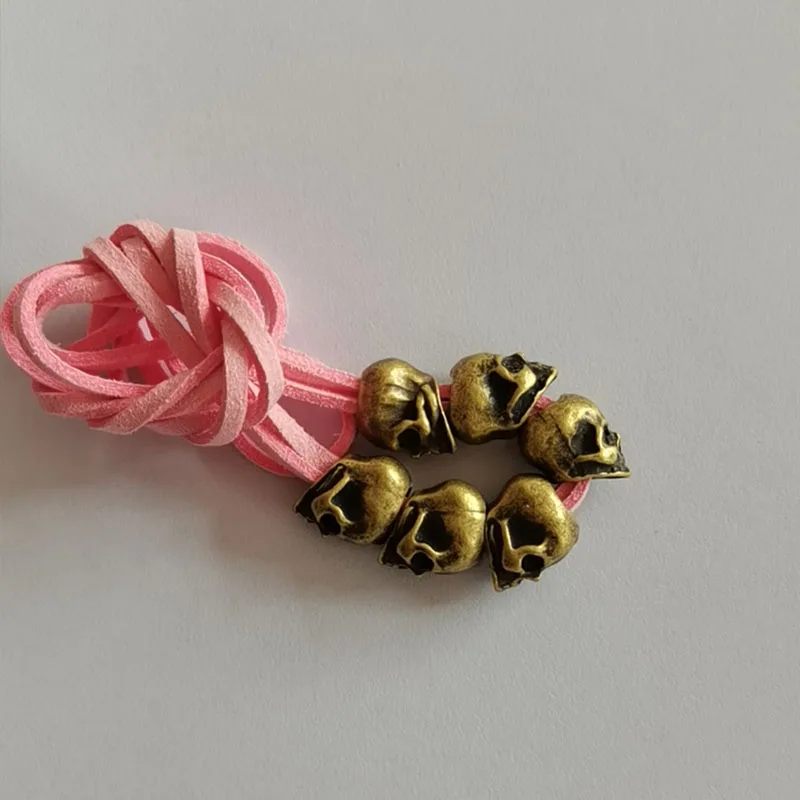 Skull Hair Jewelry Black Leather Hair Ties Ponytail Holder Biker Goth Punk Horror Wrap Extensions
