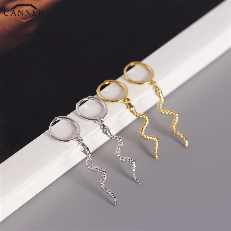 CANNER золотые маленькие серьги-кольца для женщин 925 браслет из чистого серебра серьги Панк Змея серьги ювелирные подарки H40