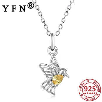 شراءYFN 925 فضة لعبة الطائر المحلق القلائد كريستال الزركون المعلقات القلائد الجوف فضة 925 مجوهرات هدايا عيد الحب