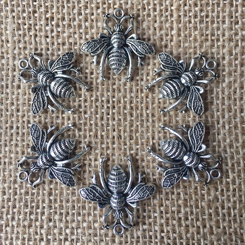 

16 Pcs/lot 27x27mm Bee Charms for Jewelry Making Antique Silver Plated Pendant for DIY Necklaces Bracelets Earrings A088