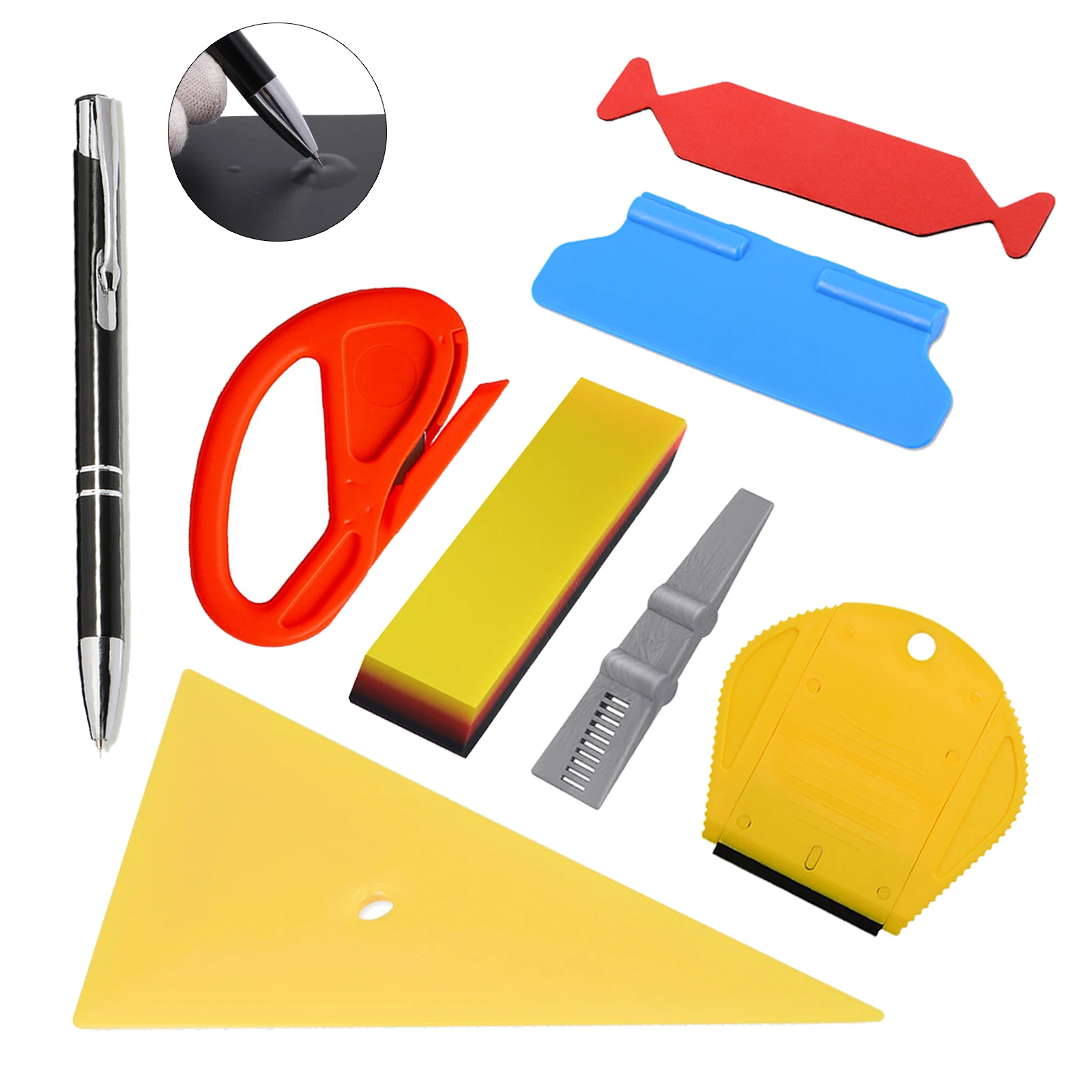 

EHDIS Window Foil Tint Plastic Scraper Car Protection Film Wrapping Soft Rubber Squeegee Sticker Cutter Garden Water Remove Tool