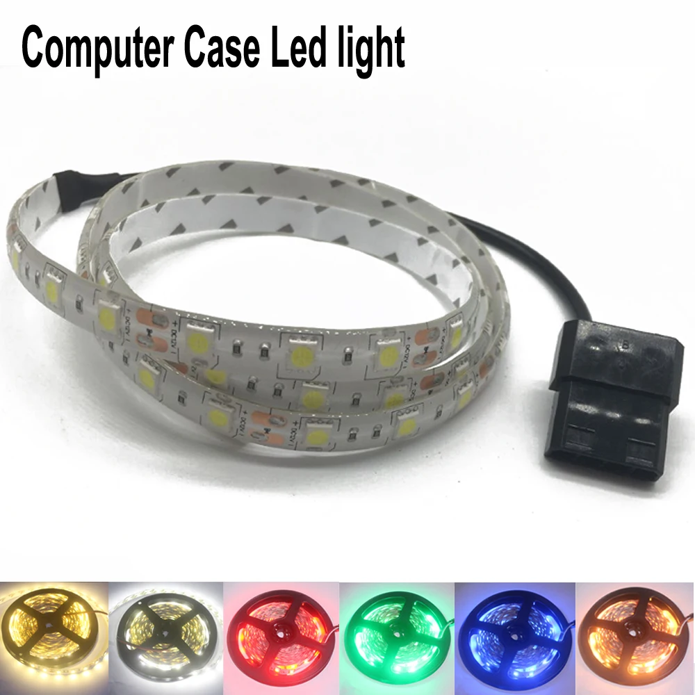 

led lights for pc case 5050 SMD Flexible LED Strip Light 12V DC Background PC Computer Case Adhesive tape Light white blue red