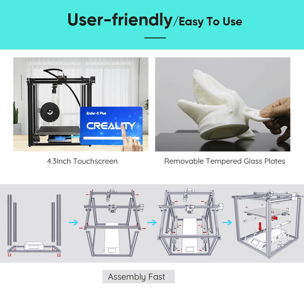 3D принтер Creality Ender 5 Plus 350*350*400 мм с сенсорным экраном 4 3 дюйма съемная пластина из