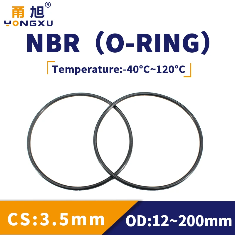Rubber O Rings NBR O Ring Seal Gasket Thickness CS3.5mm OD12-200mm Wear Resistant Automobile Petrol Nitrile Rubber Waterproof Black
