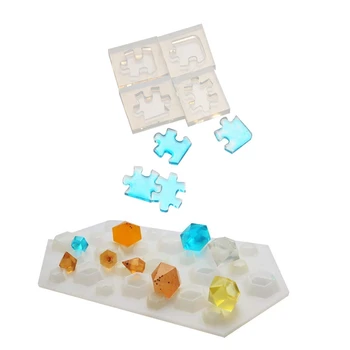 

1Pcs Diamond DIY Necklace Silicone Mold & 4Pcs Puzzle Gemstone Crystal Mold Silicone Mould