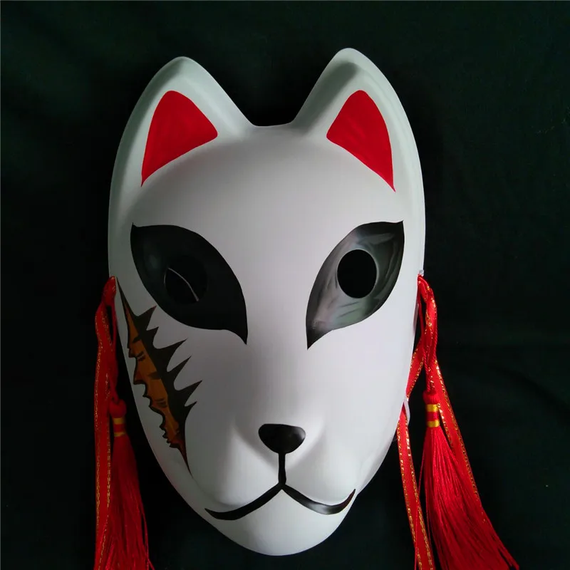 4 Types Anime Demon Slayer: Kimetsu no Yaiba Kamado Tanjirou Cosplay Mask Makomo Mask Sabito Mask PVC Fox Mask Handmade