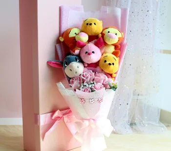 

Christmas giftBear Tiger Piglet Eeyore Stuffed plush Toy Bouquet Creative birthday gift Valentine's Day graduation gifts